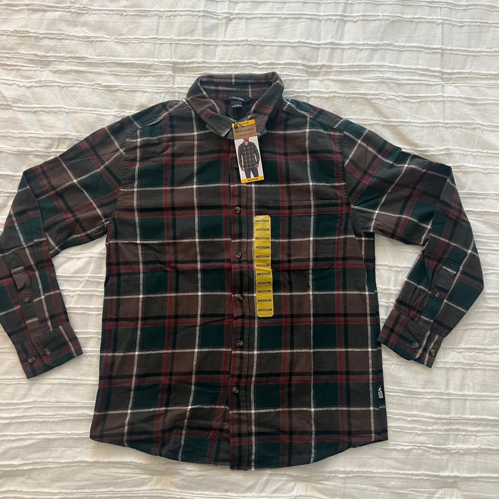 NWT, men’s flannel shirt. Size medium, multi color, Eddie Bauer